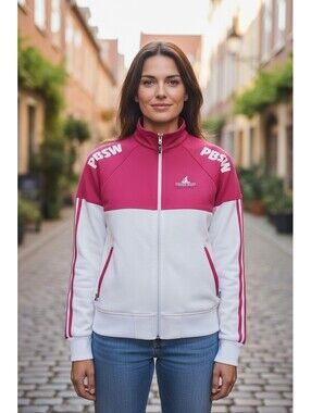 Peace Boat Japan Cruise Rhinestone Track Jacket Pink White Full Zip Size 44/L